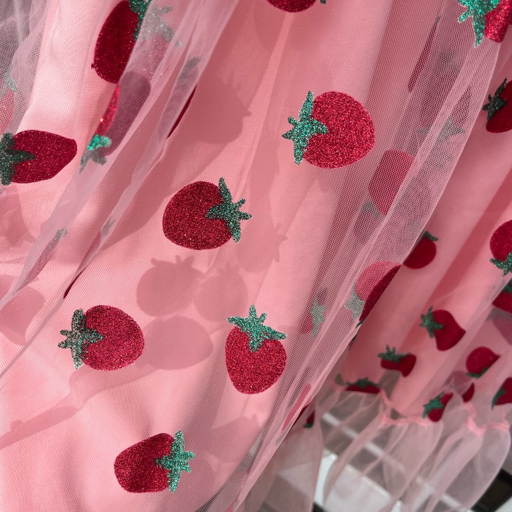 Cute Strawberry Print Pink Dress - Picture 3 of 3